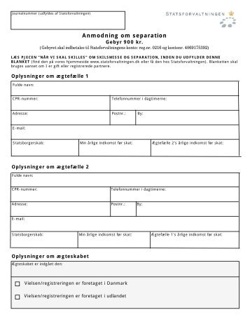 anmodning om separation